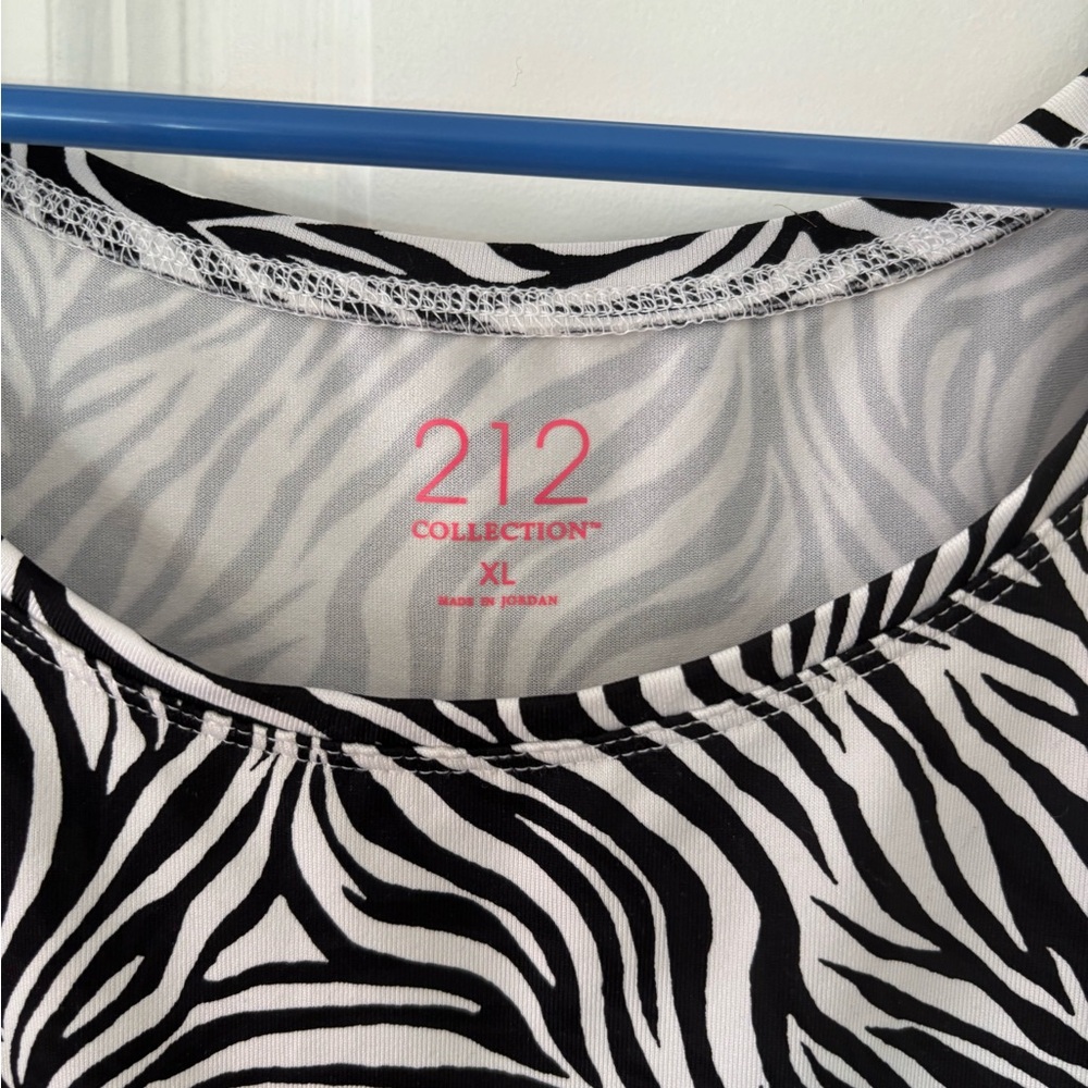 212 Collection Black and White Zebra Tank Top - Picture 2 of 2